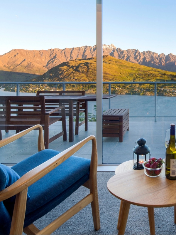 Views from Bel Lago dining room, a luxury holiday home in Queenstown.